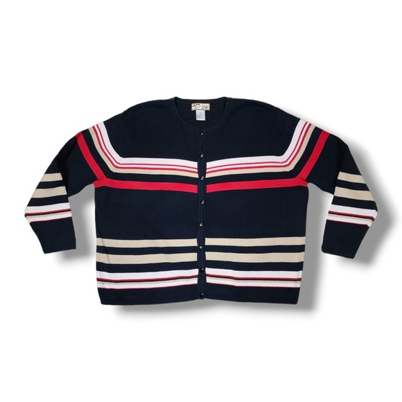 Heirloom Collectibles Sweaters - Vintage Heirloom Collectibles Striped Button Up‎ Cardigan Sweater Women's L